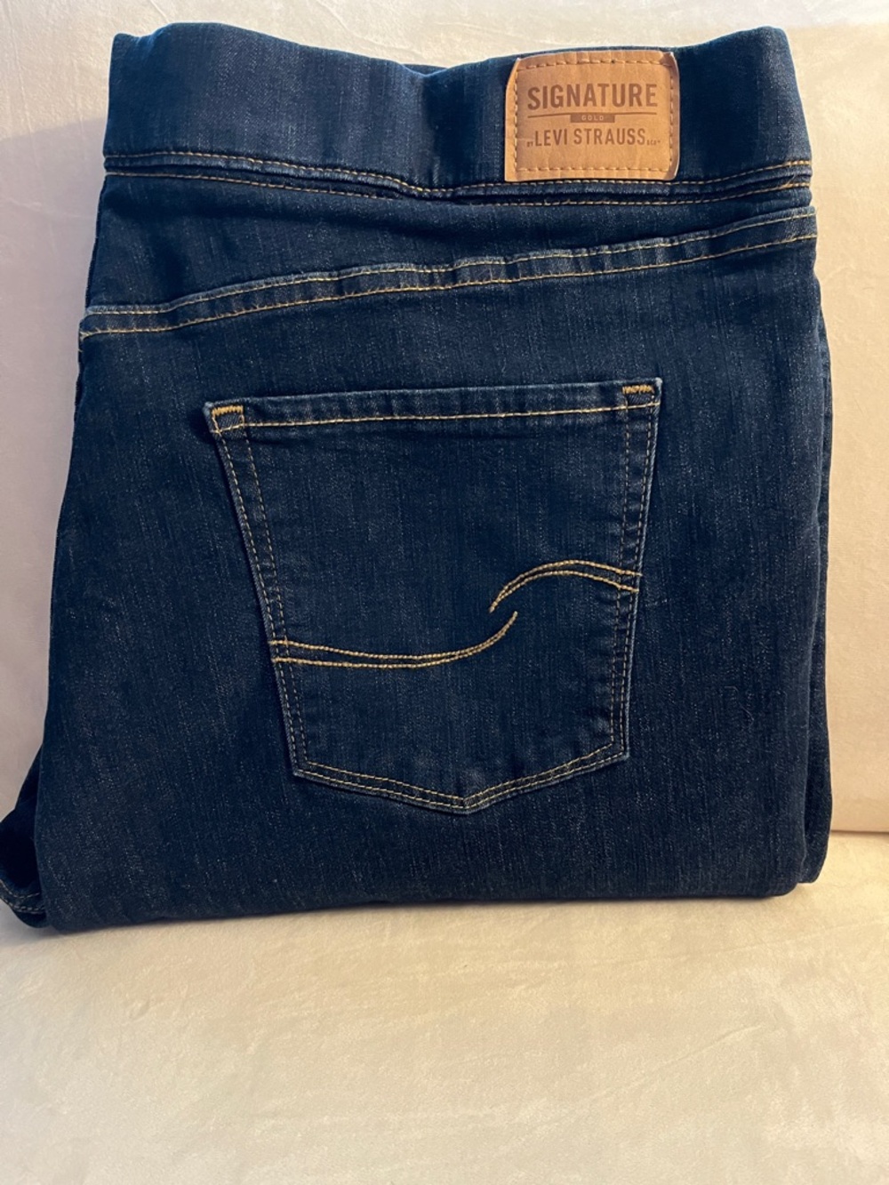 Signature by Levi Strauss Dark Blue Womens Pull On Bootcut Jeans - Size 22 Long